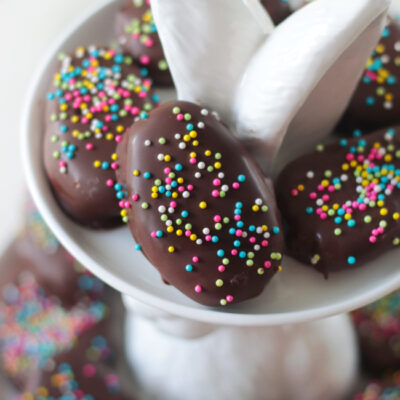 chocolate eggs with sprinkles