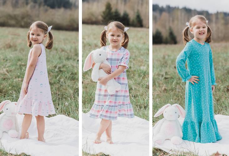 If you've been intimidated by sewing with knit fabric you will love the simplicity of The Bellamy Nightgown pattern from Sew Much Ado. An easy one hour sewing project for little girls (18 months -12 years old) that comes together to create a soft and feminine little nightgown. Make one for every season with the 4 customizable sleeve and hem lengths! 