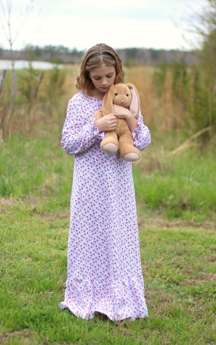 girl wearing knit nightgown