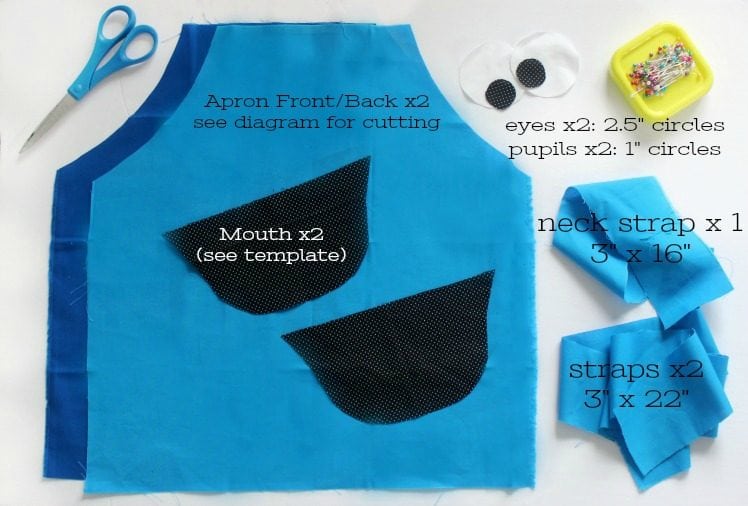 fabric pieces needed for toddler apron