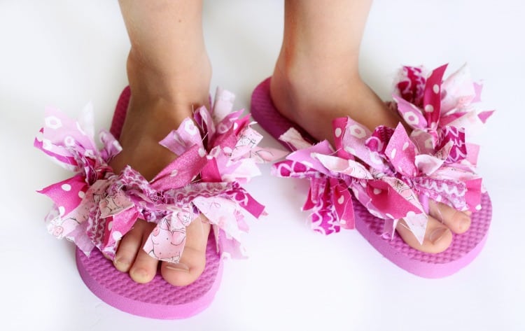 Decorate Flip Flops With Scrap Fabric Fluffy Flip Flops