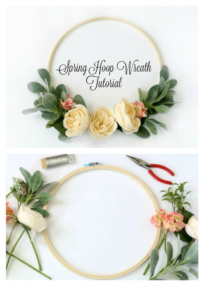 Bring the sights of spring indoors with a stunning hoop wreath! If you've ever felt intimidated by wreath making you've come to the right place. This easy to follow hoop wreath tutorial will guide you step by step, and in 15 minutes you will have your own floral springtime wreath!