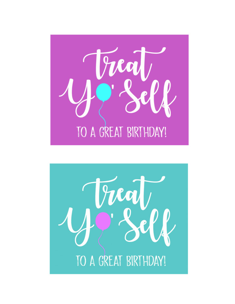 Add this fun printable to a dessert in a mug kit for a fun birthday, teacher, or anytime gift idea! "Treat Yo'Self !" A quick 5 minute gift idea.