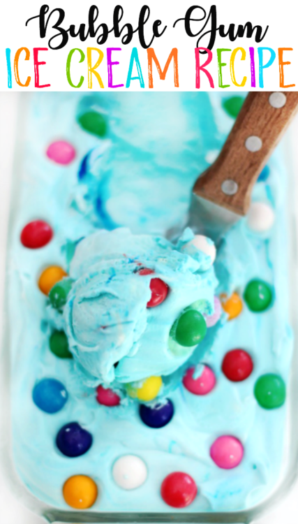 loaf pan filled with bubble gum ice cream