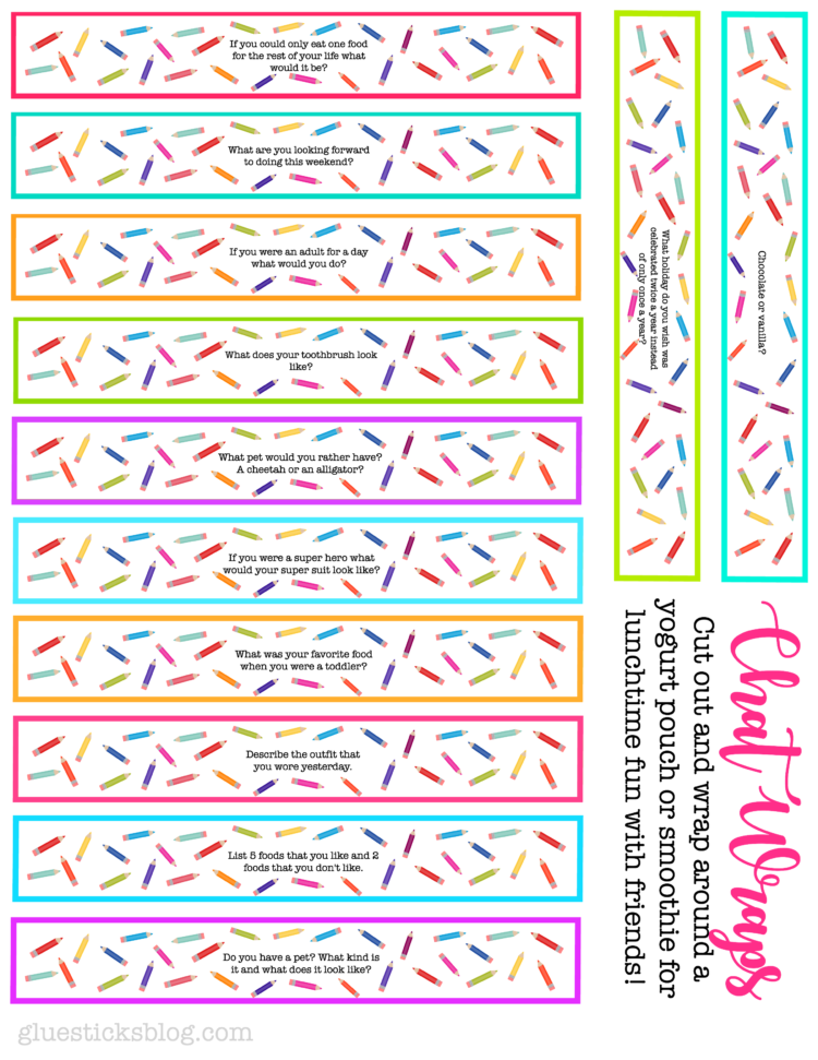 Printable Lunch Box Conversation Starters Chat Wraps Gluesticks Blog