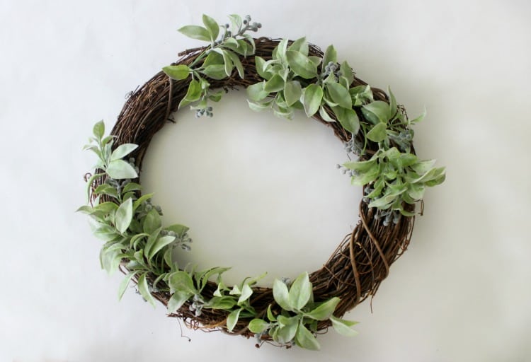 wreath with greenery wired on