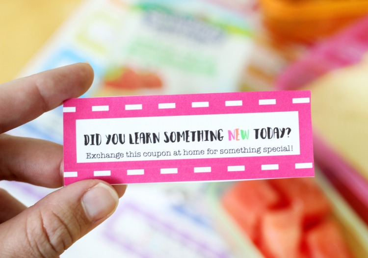 Make lunch time fun with these lunch box coupons! Each contains a thought-provoking question for your child to answer when they get home in exchange for a hug, high five or anything special you want to share with them!