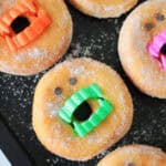 Black platter with vampire donuts.