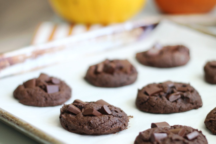 These chocolate pumpkin cookies are chewy, fudgy, and absolutely delicious. Many times pumpkin cookies have an odd texture---these don't!
