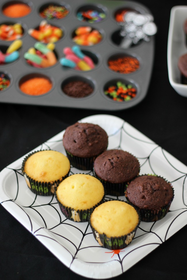 chocolate and vanilla cupcakes for cupcake decorating party