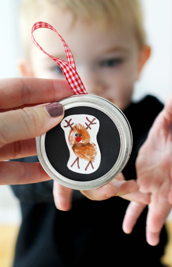 reindeer thumbprint ornament for kids