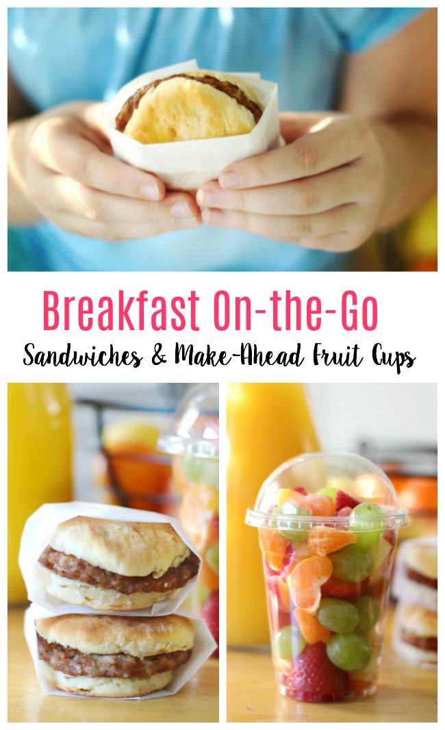 A hot breakfast sandwich and an on-the-go fruit cup! Eat individually or pair together for a hearty and quick on the go breakfast!