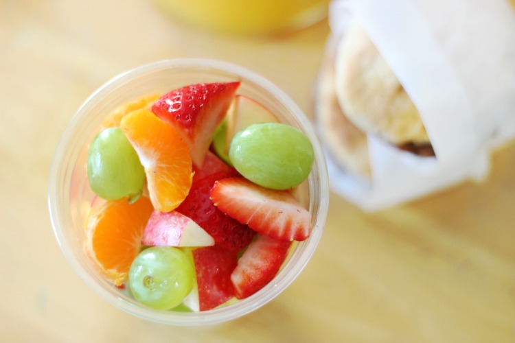 A hot breakfast sandwich and an on-the-go fruit cup! Eat individually or pair together for a hearty and quick on the go breakfast!