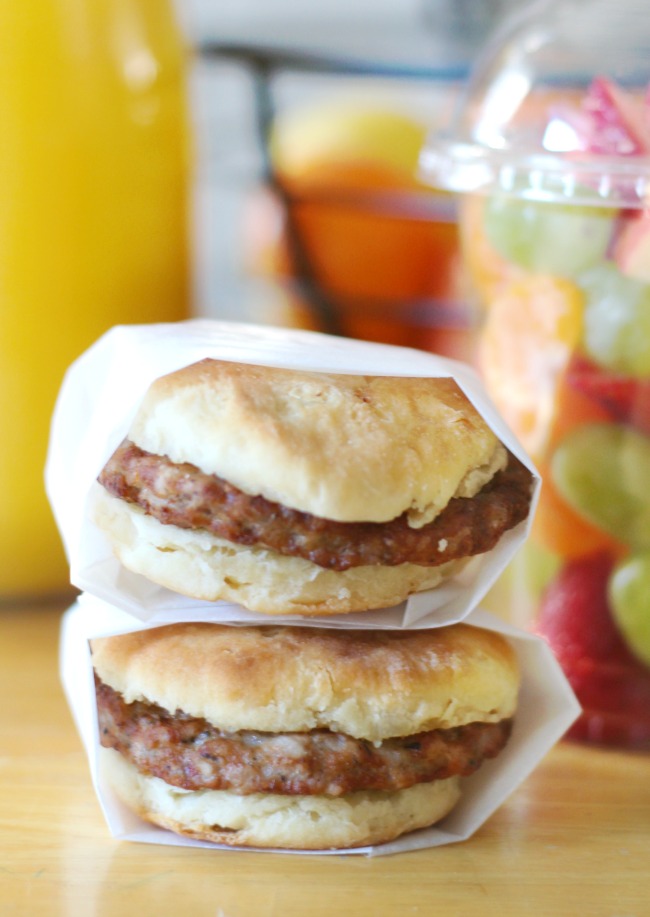 A hot breakfast sandwich and an on-the-go fruit cup! Eat individually or pair together for a hearty and quick on the go breakfast!