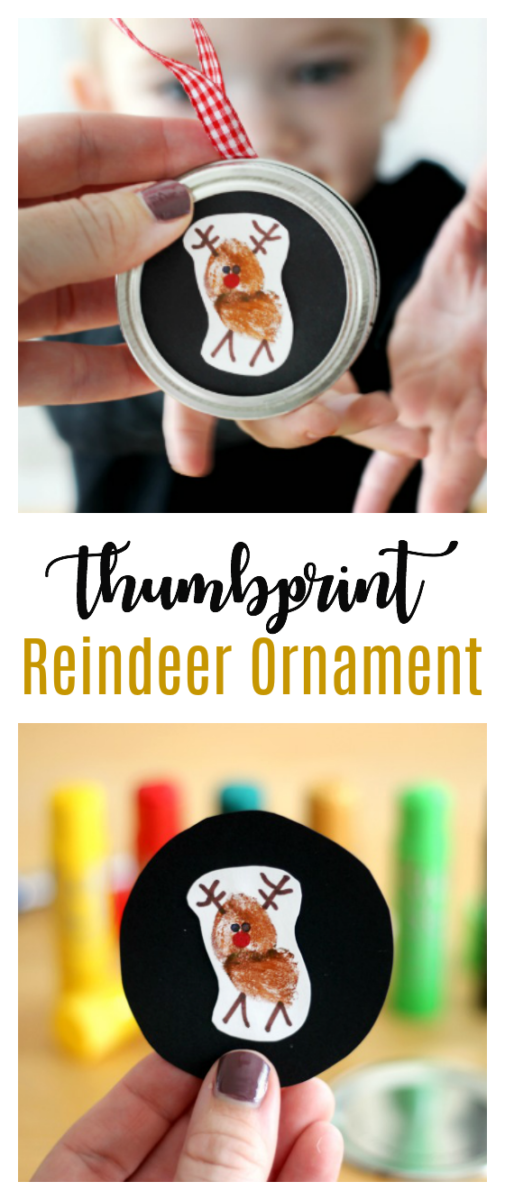 reindeer thumbprint ornament for kids