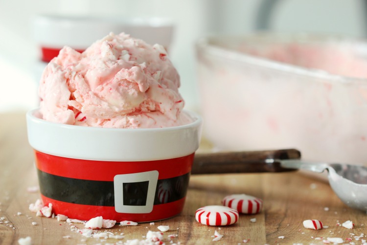 peppermint ice cream in Santa cup
