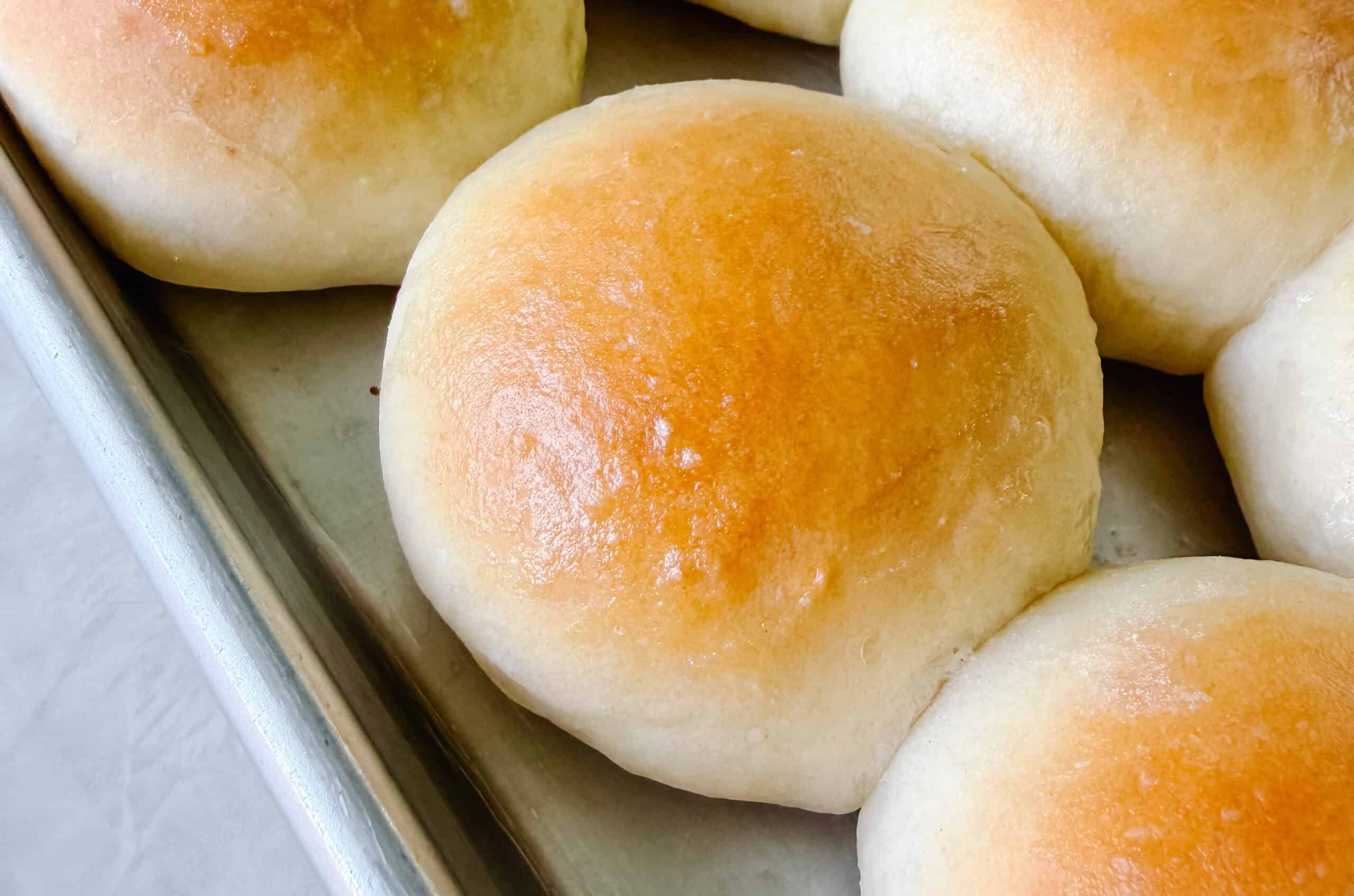 Baked rolls on pan.
