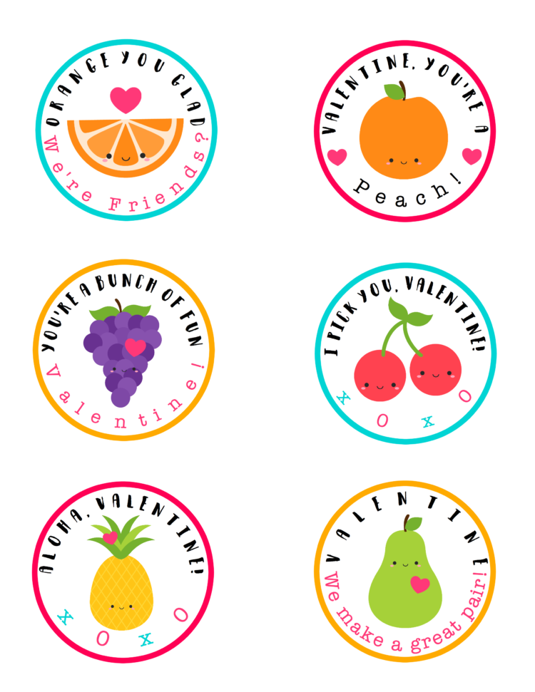 These fruit cups with printable Valentine labels are a nutritious, non-candy, option for lunches and classroom parties! "Valentine, you're a PEACH!"