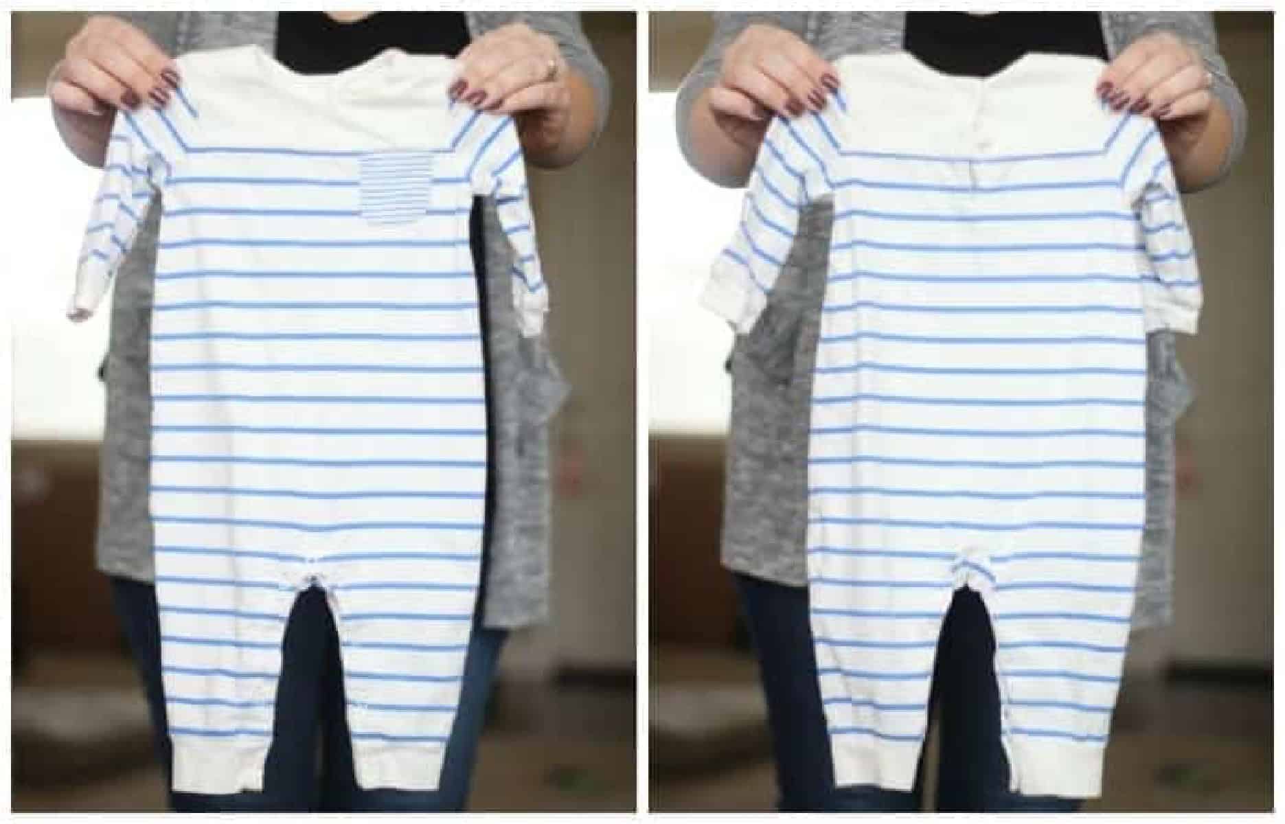 Front and back of a clean baby sleeper outfit.