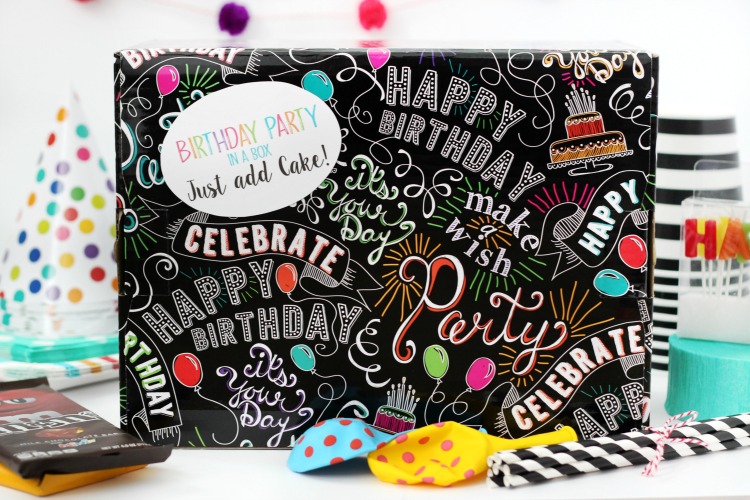Send your friend a birthday party in a box this year. All they need to do is supply the cake! Comes with party decor, serving ware and a printable tag!