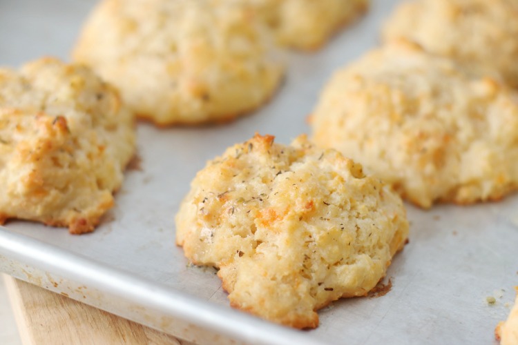 baked biscuits on baking sheet