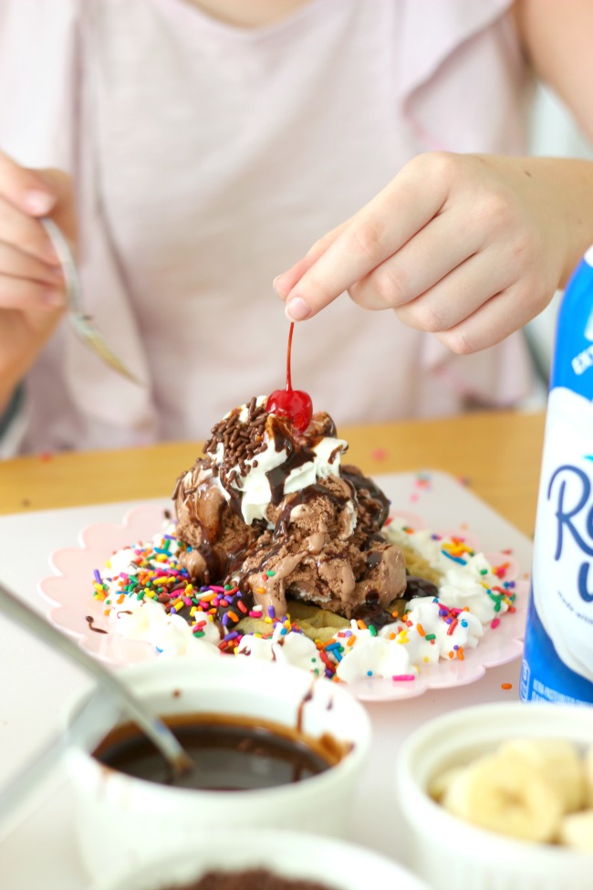 Kids will love making chocolate chip waffle sundaes! Set out a variety of toppings, a plate of your favorite waffles and let them have fun!