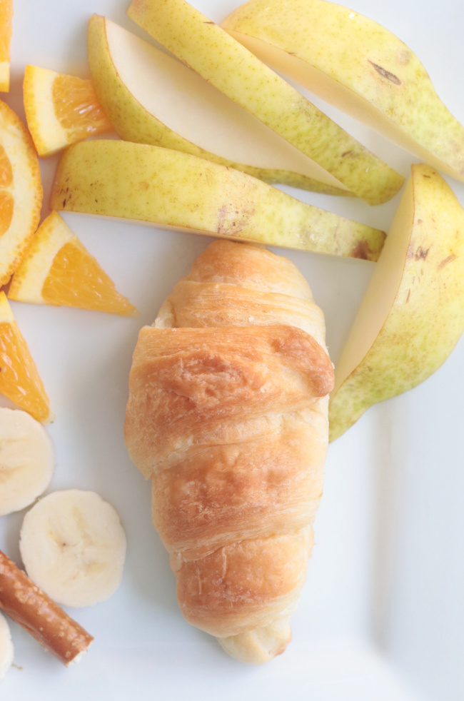 mini croissant and pear slices