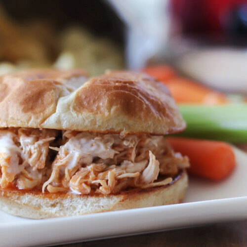 Slow Cooker Buffalo Chicken Sandwiches (Video) - Gluesticks Blog