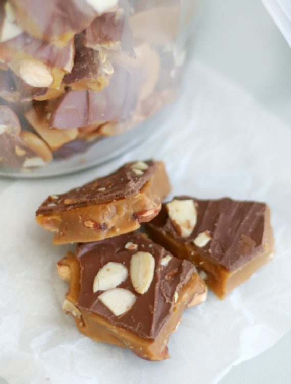 3 pieces of finished toffee