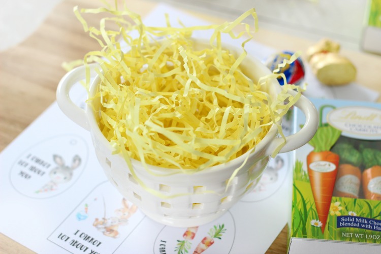 easter basket with easter grass