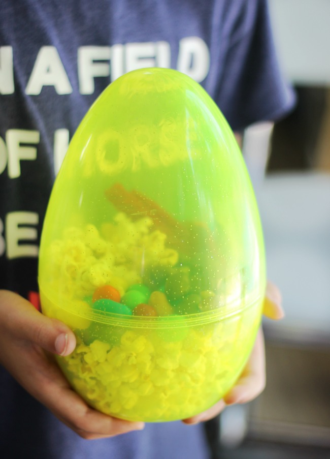 giant easter egg used as a popcorn cup