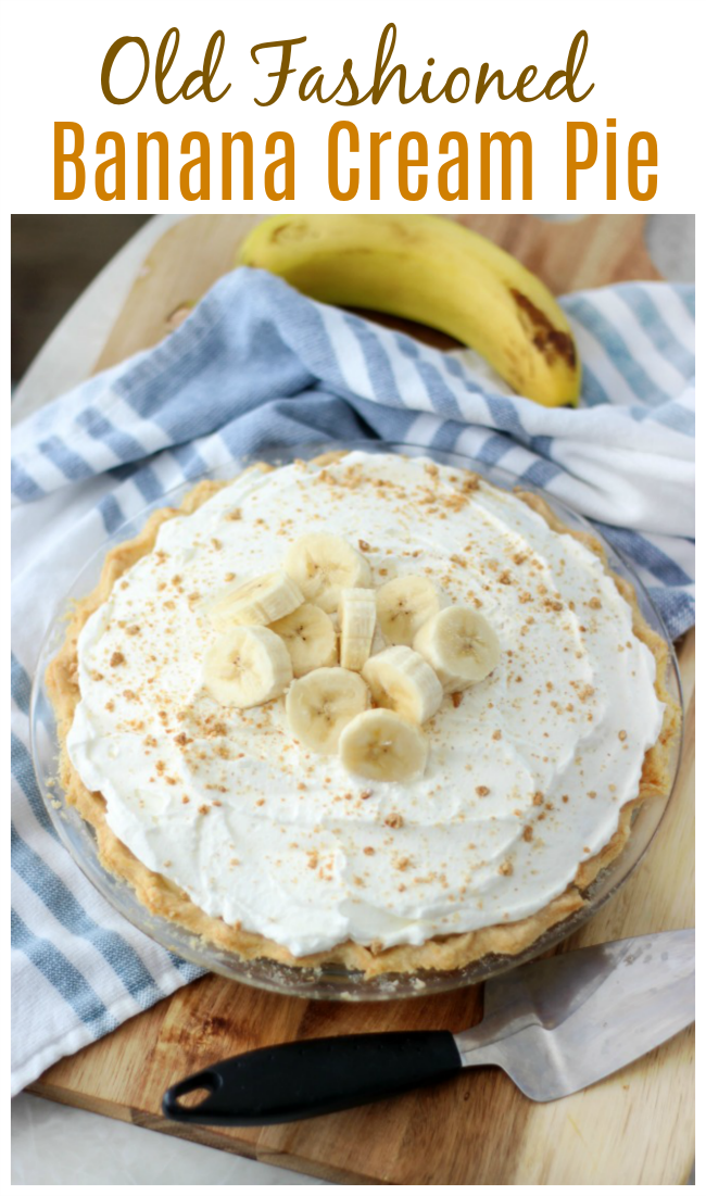 Homemade custard, fresh bananas and homemade whipped cream are layered to create this delicious old fashioned banana cream pie. Try making one, it's easier than you might think! 