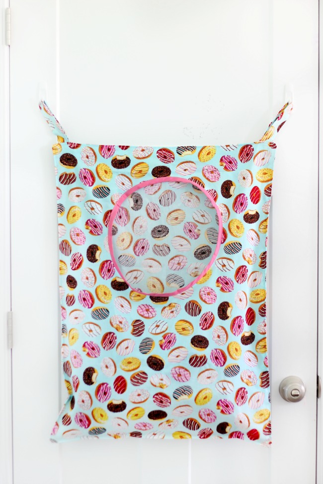 laundry bag hanging on a door