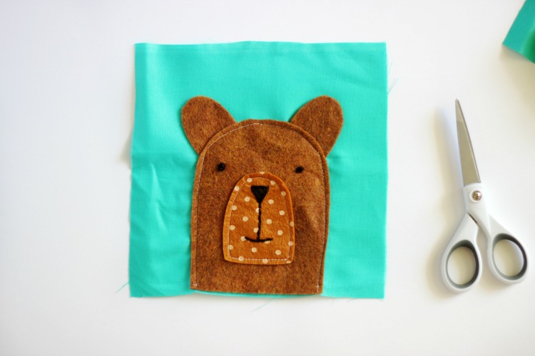 teddy bear face with hand embroidery on rice pack