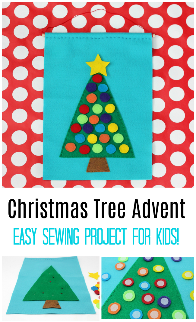 Christmas tree advent calendar for kids to sew