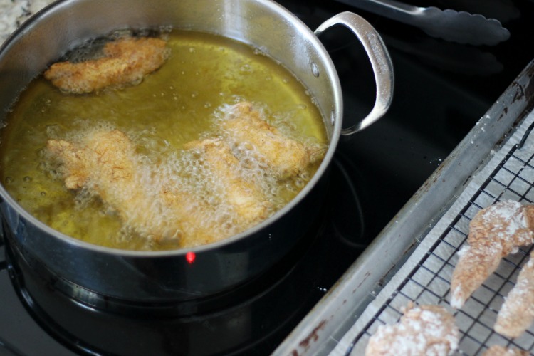 frying the crispiest chicken tenders