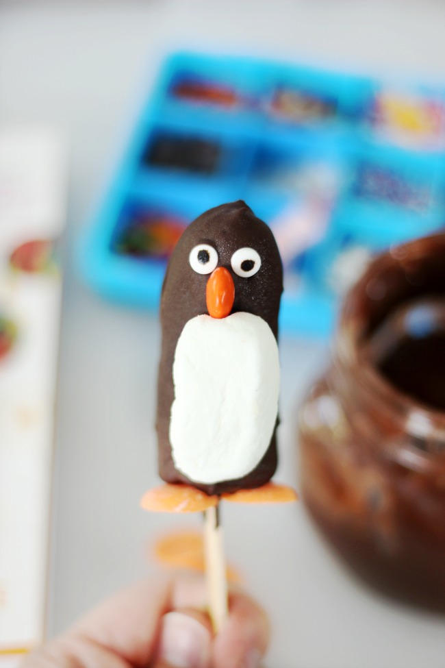 chocolate covered frozen banana penguin