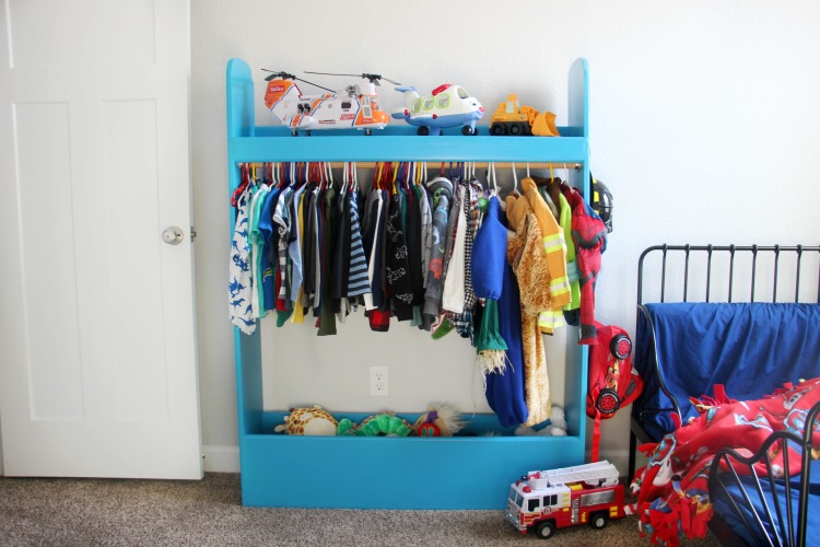 kids dress up closet painted blue