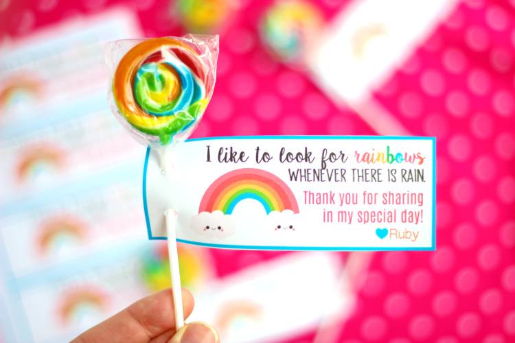 lollipop with printable baptism tag