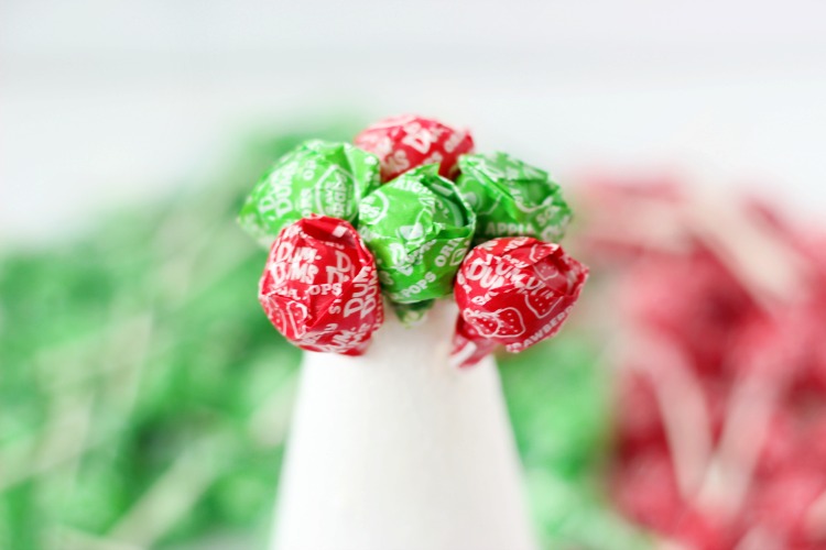 red and green dum dums in lollipop tree