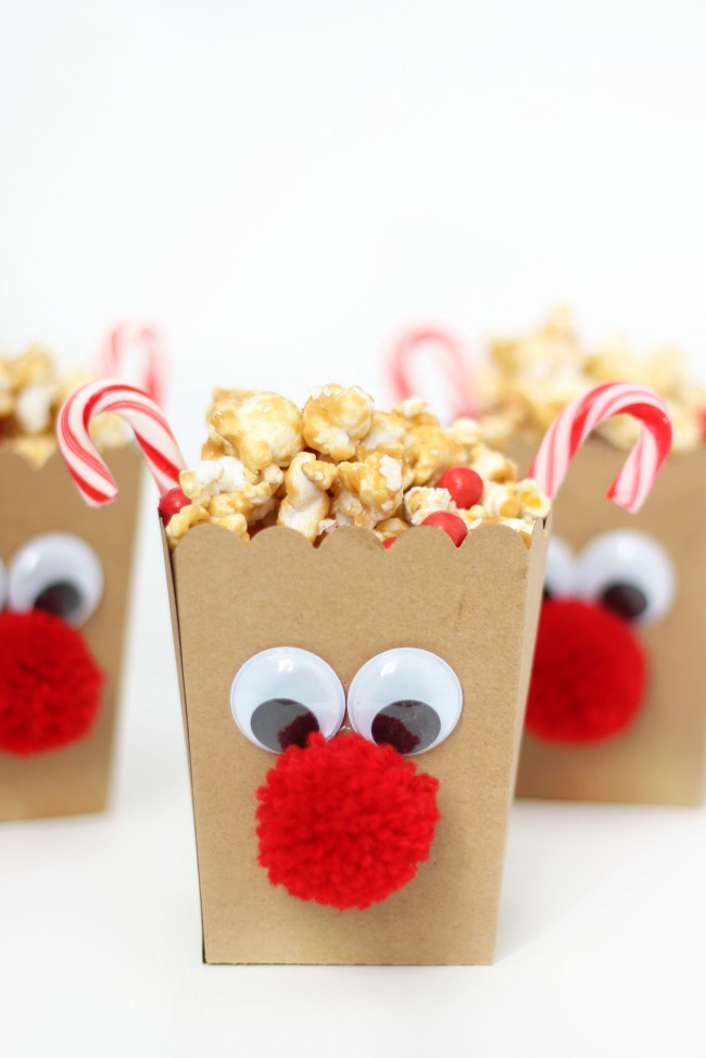 rudolph the red nosed reindeer popcorn boxes with caramel popcorn