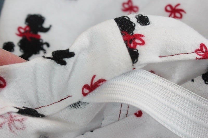 Elastic inserted into waistband.