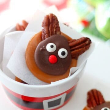 caramel reindeer candy in dish
