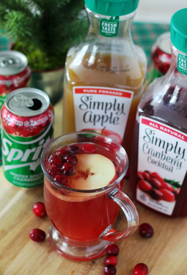 cranberry apple punch in glass cup