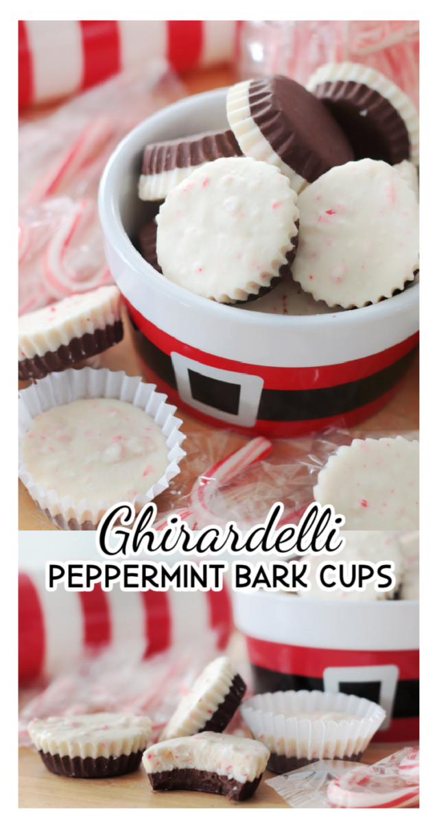 holiday bowl of peppermint bark cups