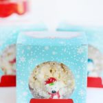 holiday gift box with popcorn ball inside