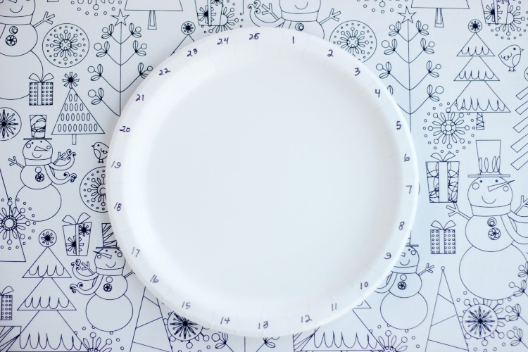 paper plate with countdown numbers to christmas