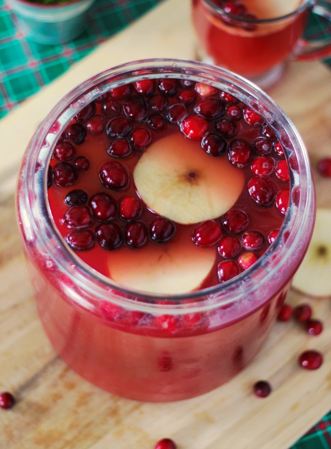 punch bowl full of cranberry apple punch