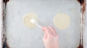 fortune cookie batter on pan