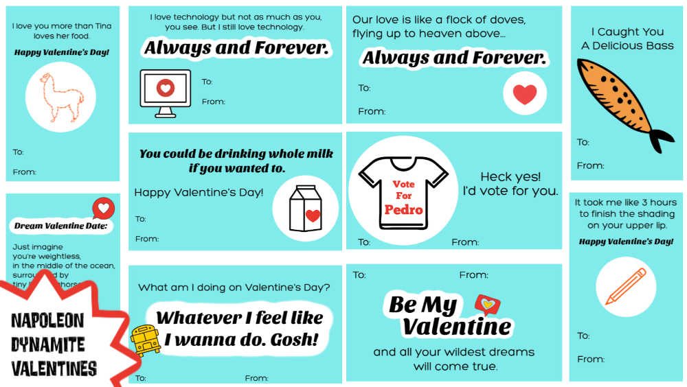 printable Napoleon Dynamite valentines